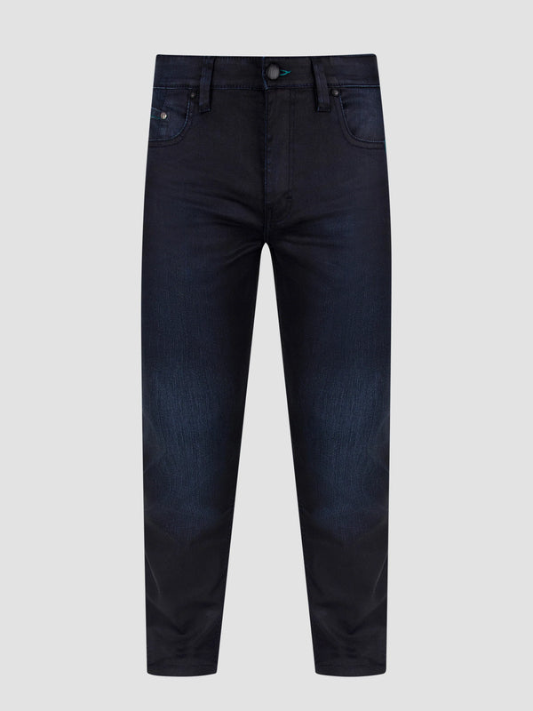 Mish Mash 1984 Tapered Fit Mid Stretch Cherokee Navy Resin Denim Jeans