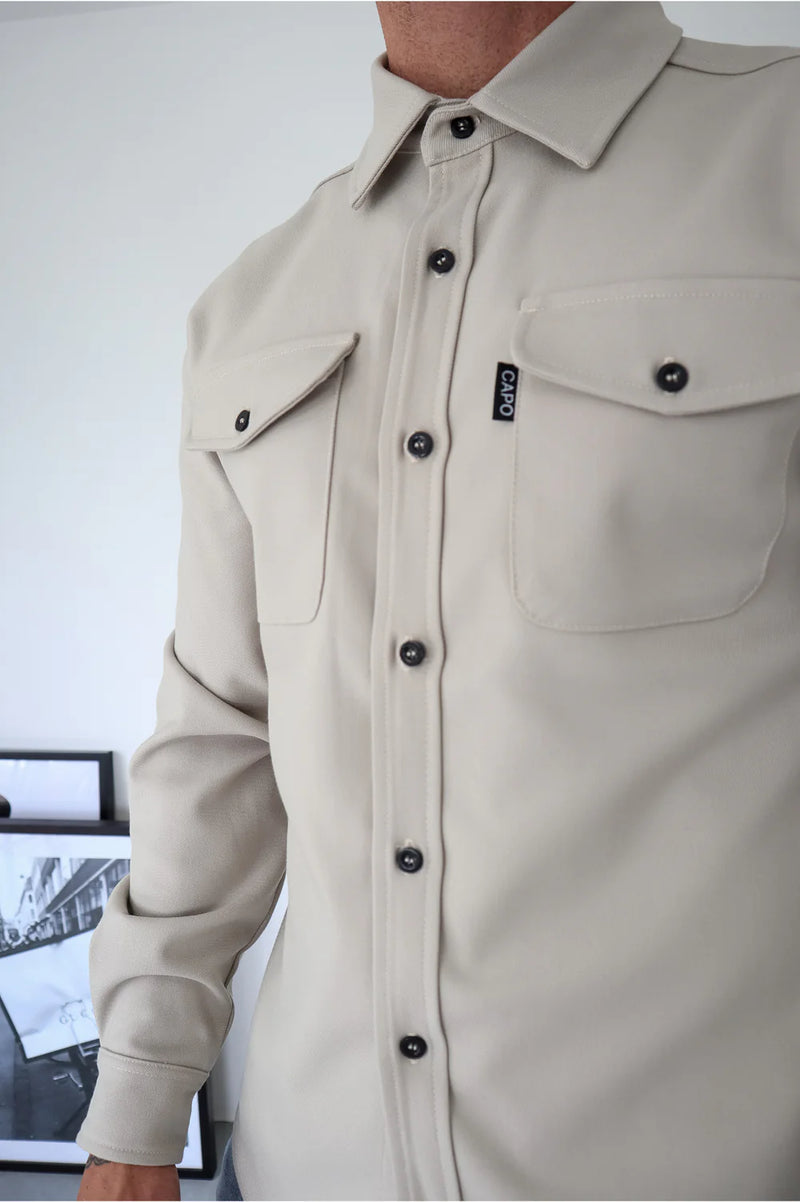 Capo Long sleeve button Overshirt - STONE