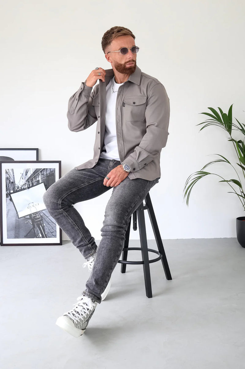 Capo Long sleeve Tailored fit Overshirt - GREY