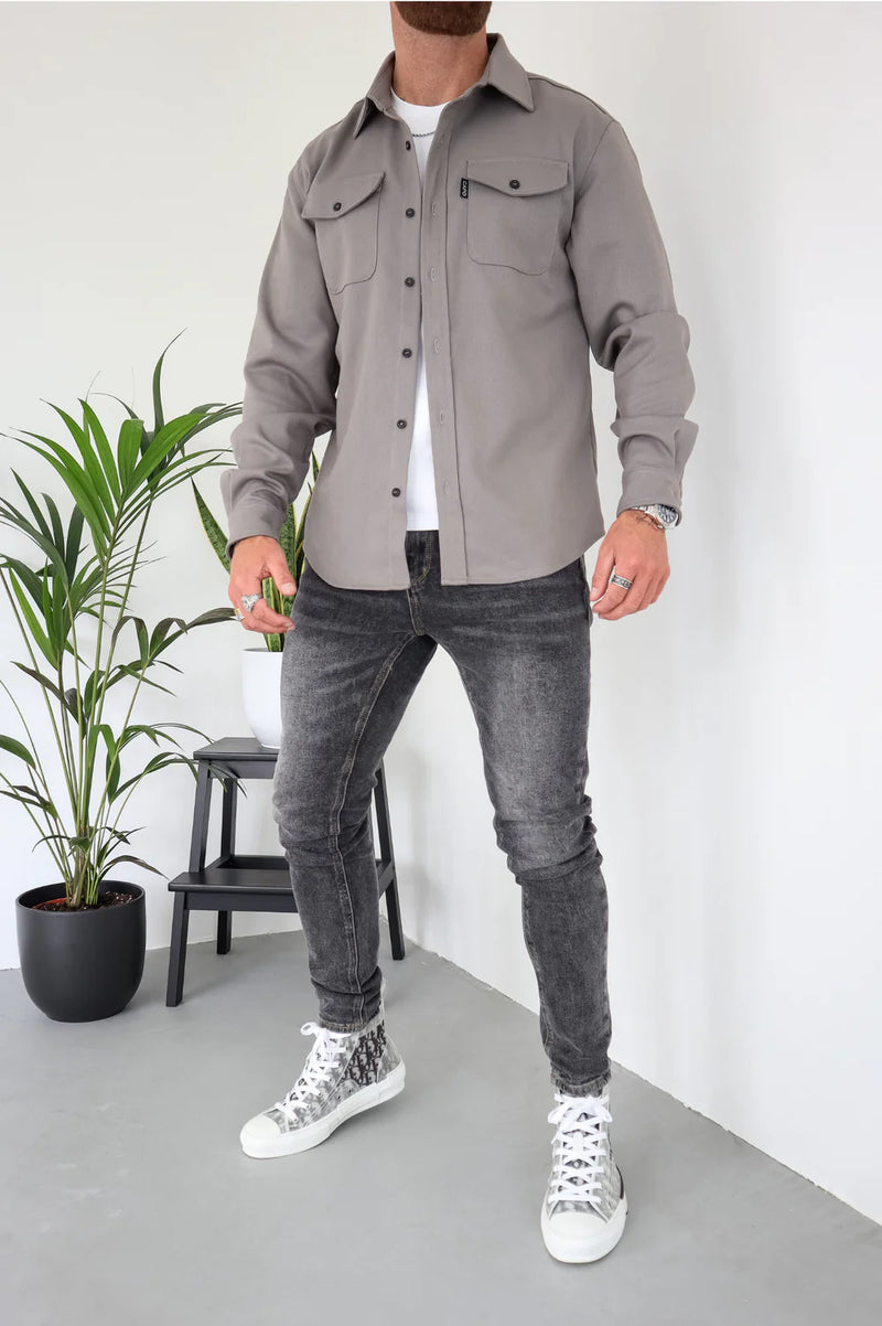 Capo Long sleeve Tailored fit Overshirt - GREY