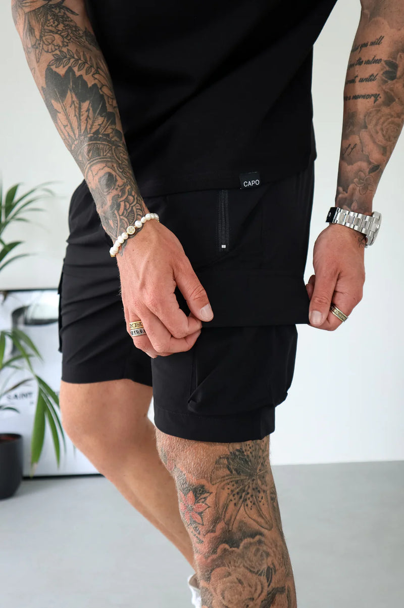 CAPO LIGHTWEIGHT CARGO SHORT - BLACK