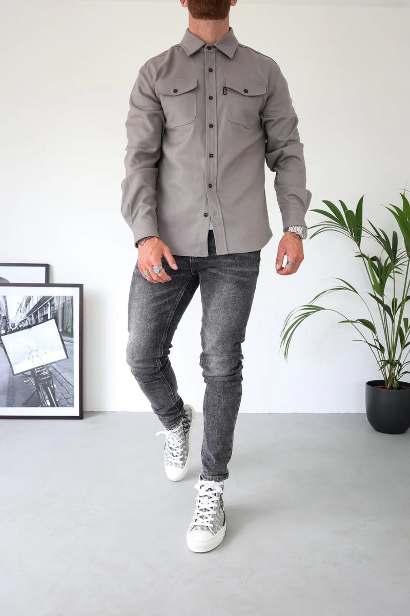 Capo Long sleeve Tailored fit Overshirt - GREY