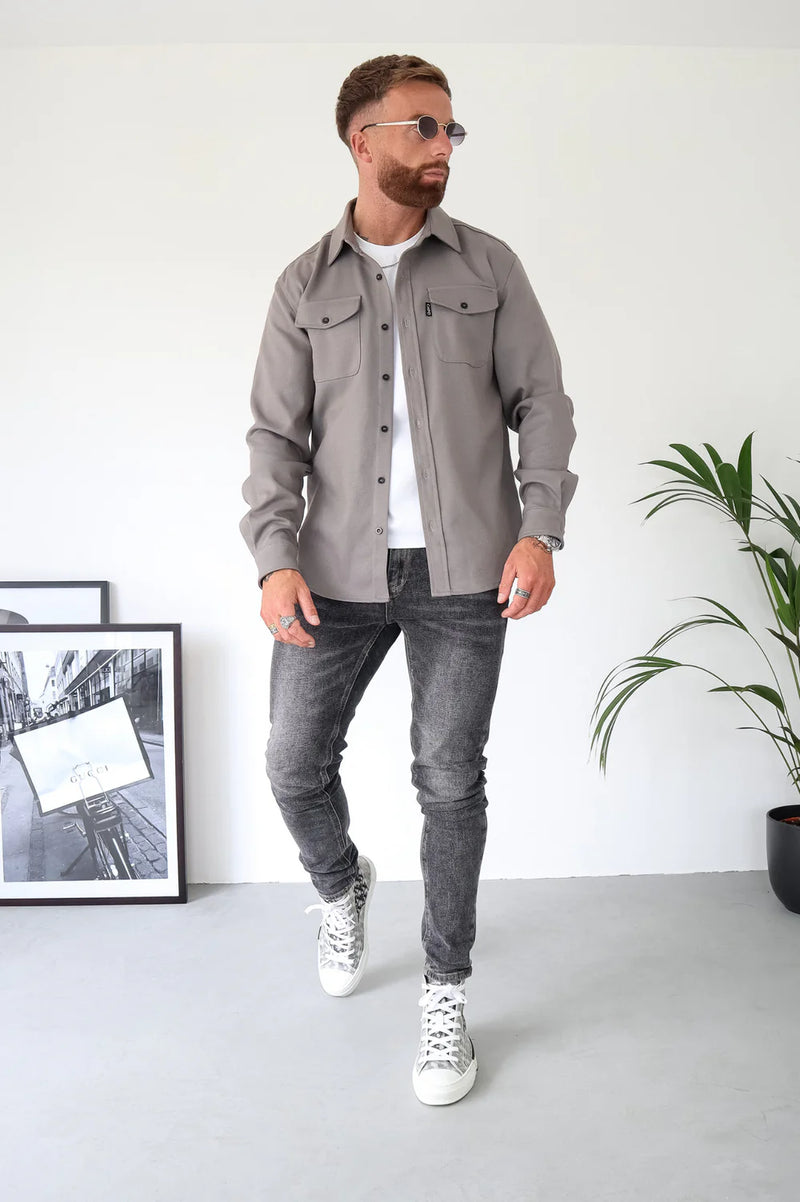 Capo Long sleeve Tailored fit Overshirt - GREY