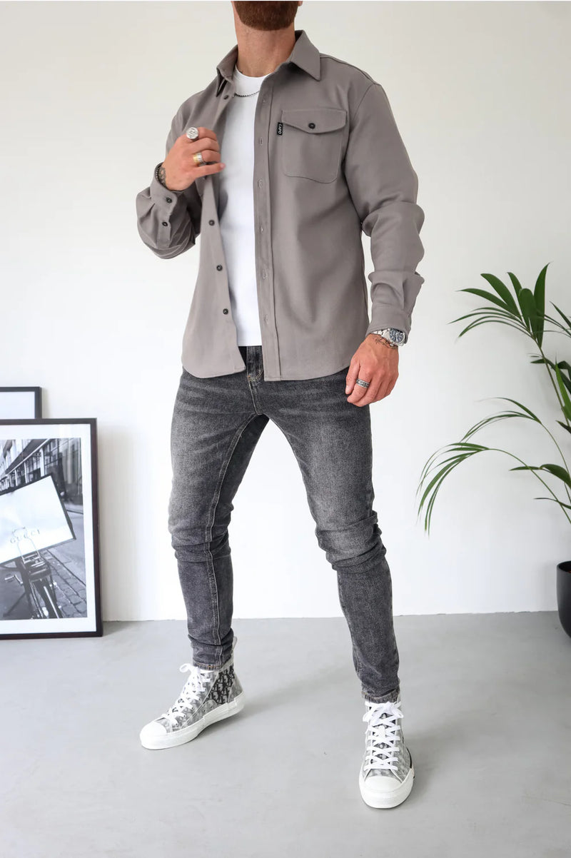 Capo Long sleeve Tailored fit Overshirt - GREY