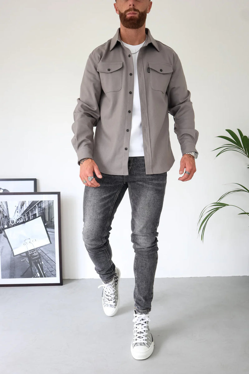 Capo Long sleeve Tailored fit Overshirt - GREY