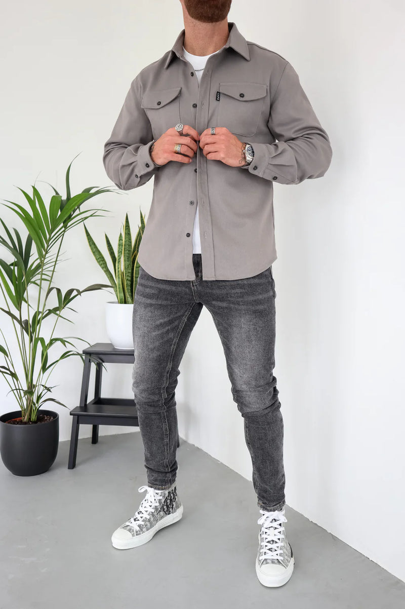 Capo Long sleeve Tailored fit Overshirt - GREY