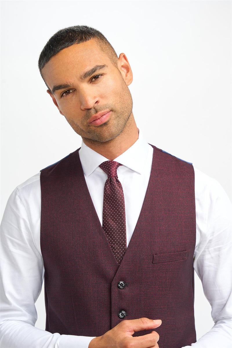 HOUSE OF CAVANI Caridi Smart Dress Suit Waistcoat - Wine