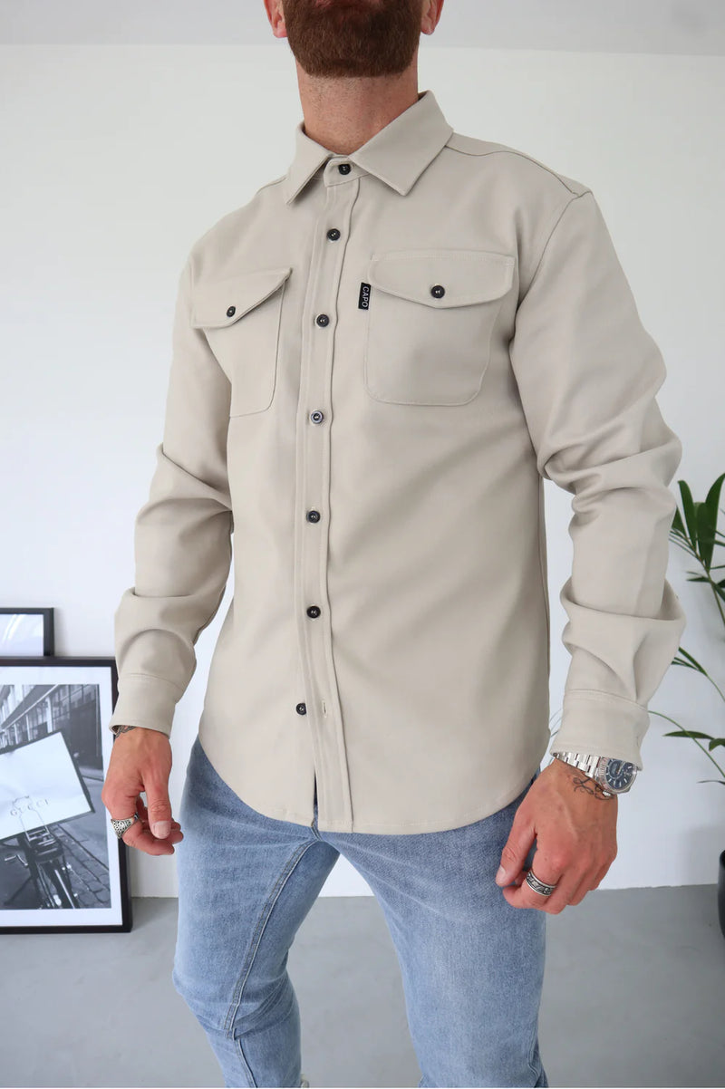 Capo Long sleeve button Overshirt - STONE