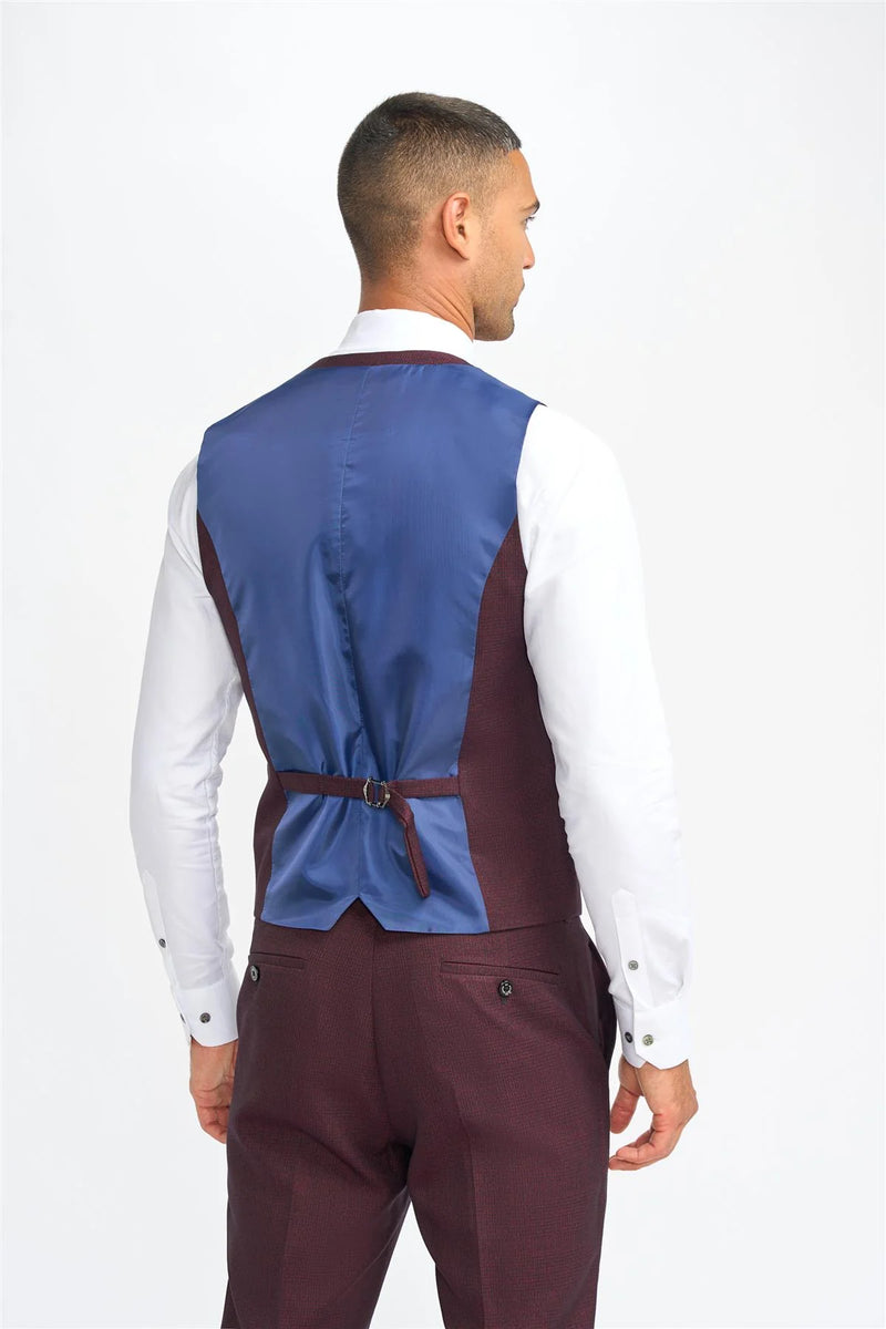 HOUSE OF CAVANI Caridi Smart Dress Suit Waistcoat - Wine