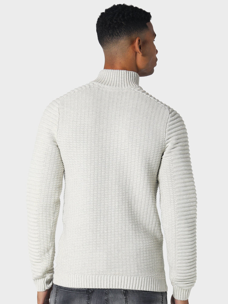 883 Police Cromer 3/4 zip funnel neck knitwear - Ecru