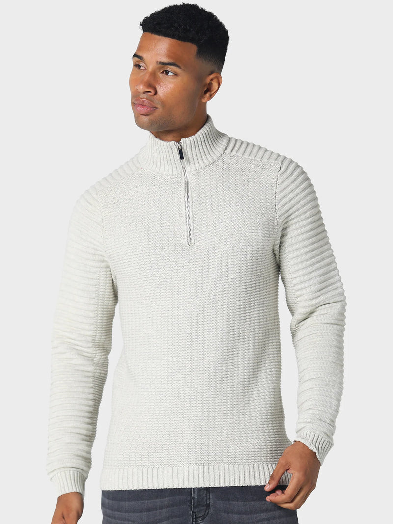 883 Police Cromer 3/4 zip funnel neck knitwear - Ecru