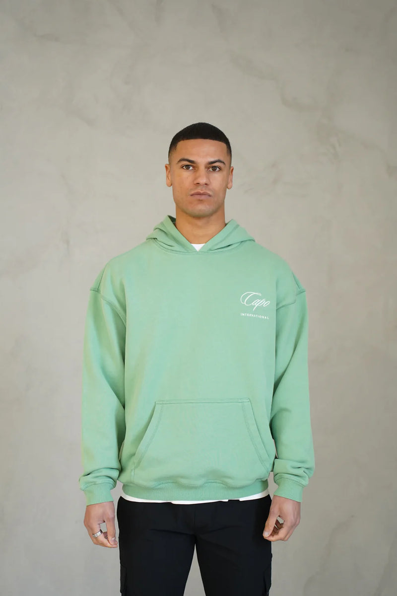 Capo International relaxed fit hoodie with dropped shoulder - Washed Green