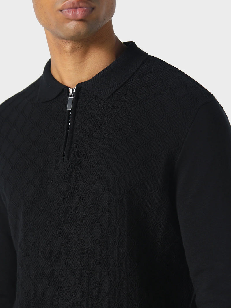 883 Police Fleetwood lightweight knitted polo Black