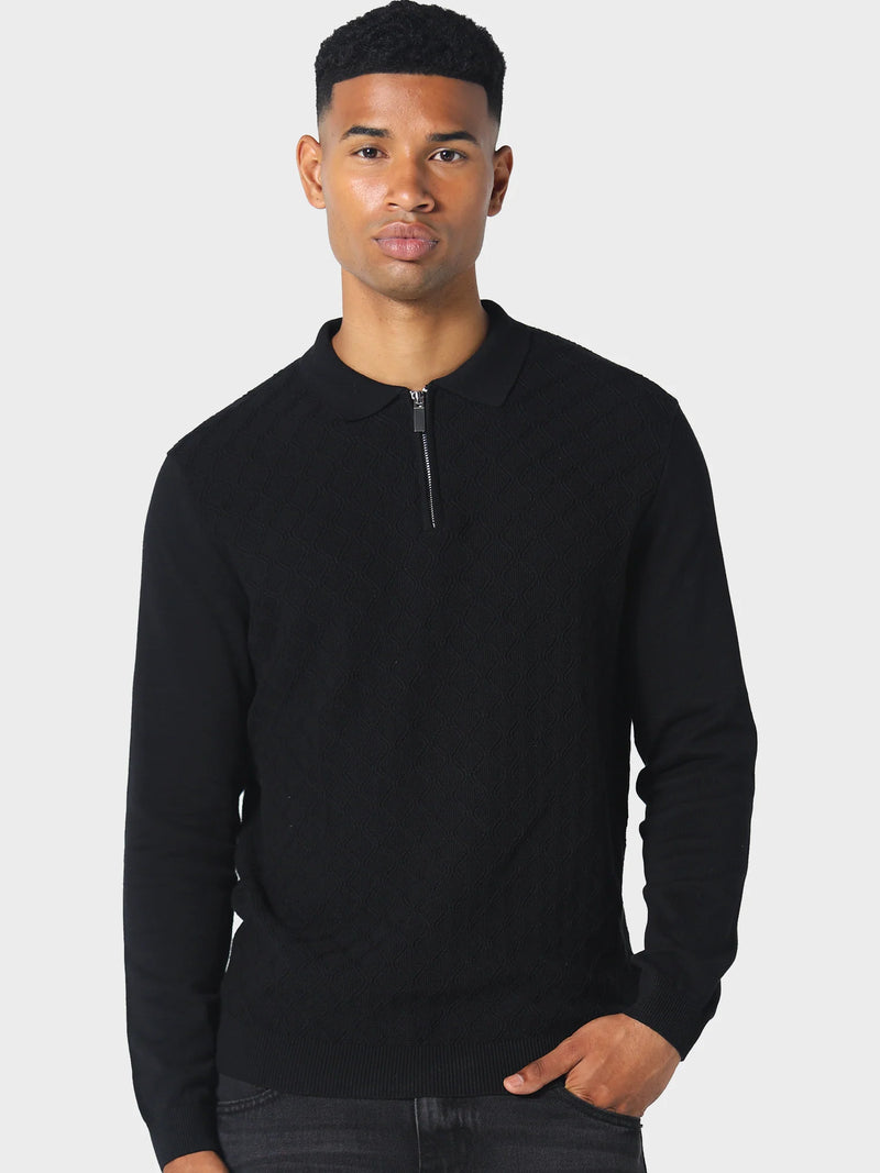 883 Police Fleetwood lightweight knitted polo Black