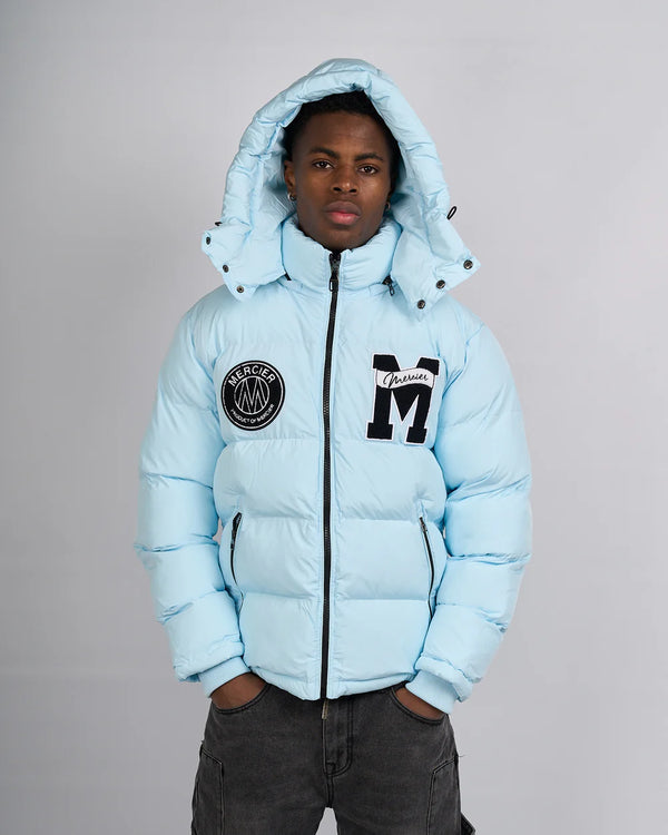 Mercier Academy Hooded Pufer Jacket - Sky Blue