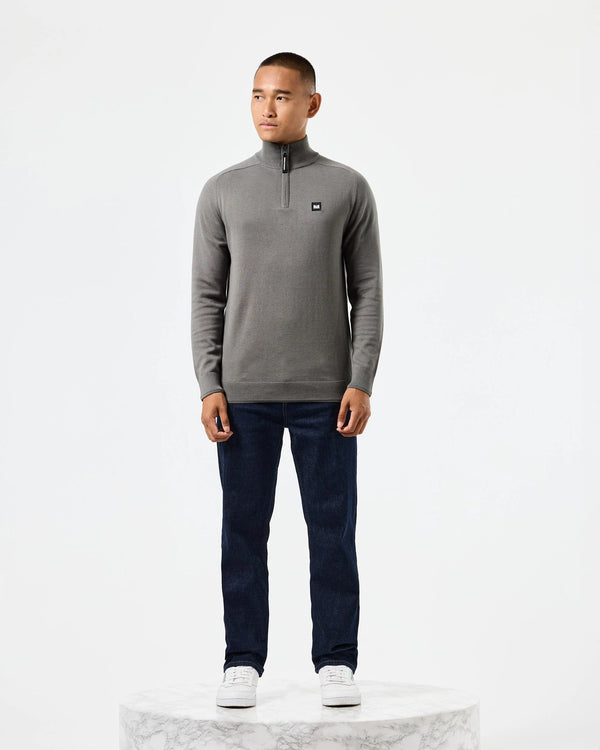 Weekend Offender Pierre Knitted Quarter Zip Sweater - Zinc