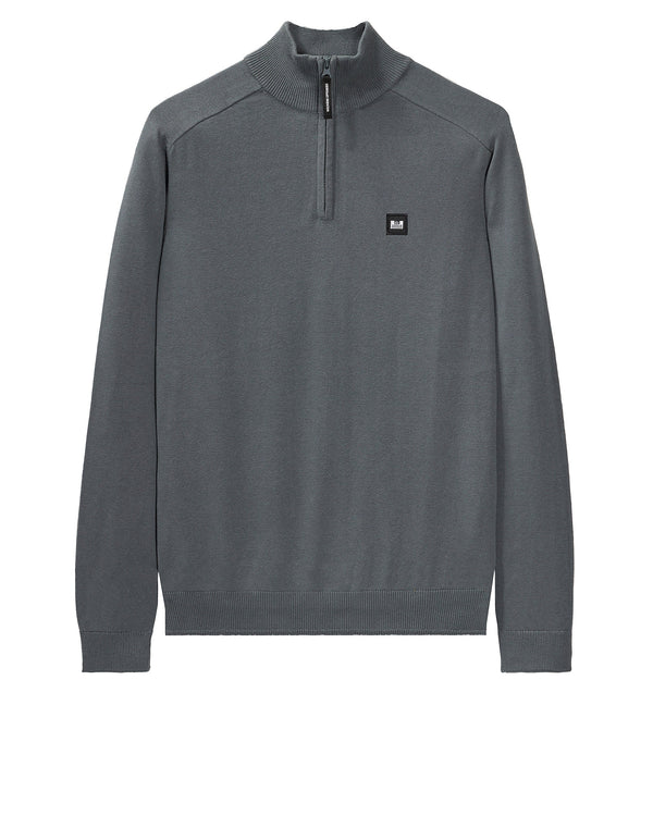 Weekend Offender Pierre Knitted Quarter Zip Sweater - Zinc