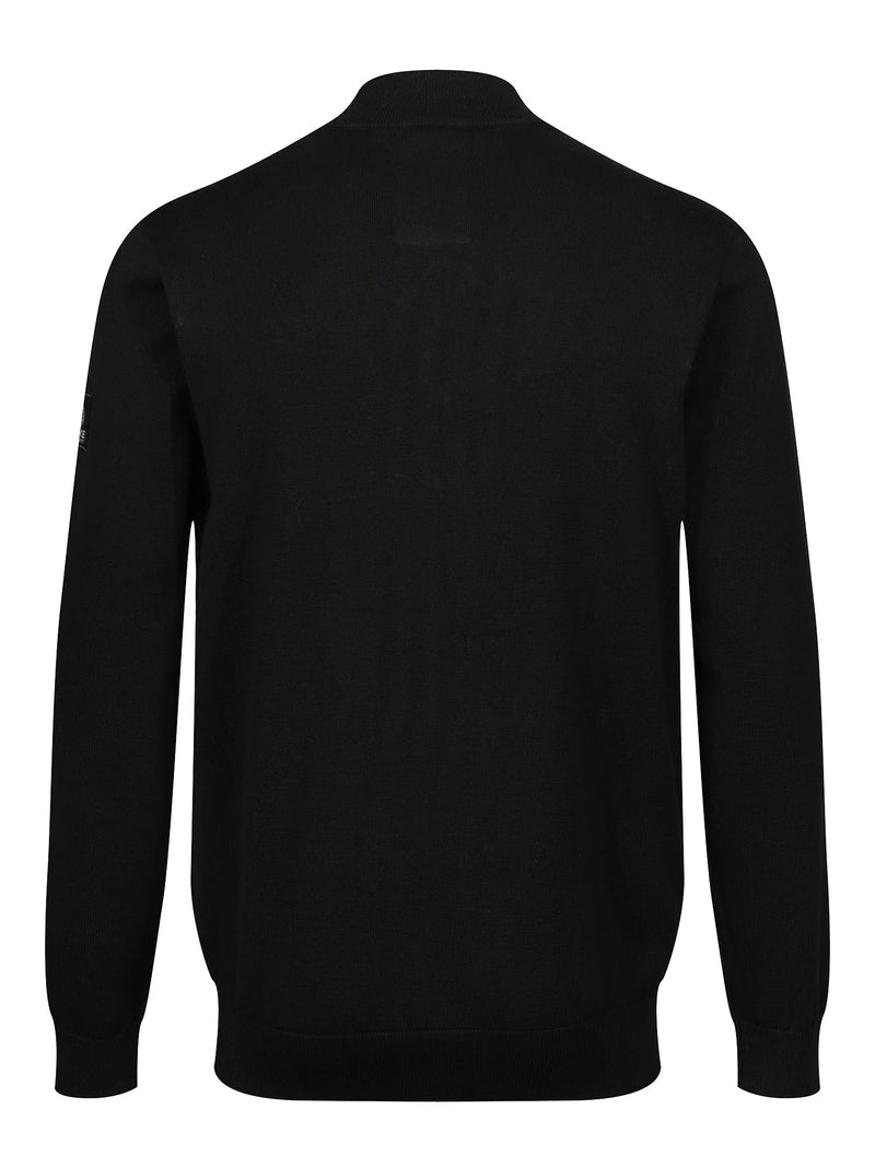 Luke HEDDON FUNNEL NECK HALF ZIP KNITTED JUMPER BLACK