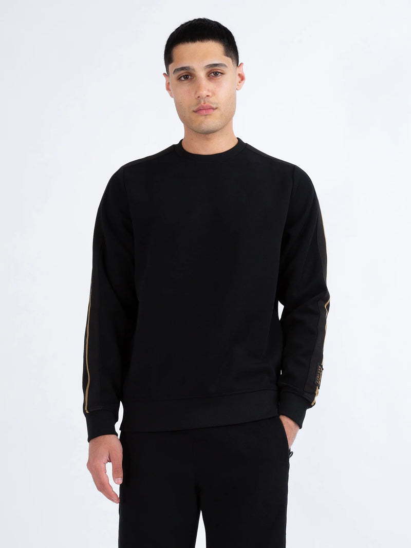 Luke MASSACHUSETTS TAPE DETAIL SWEATSHIRT - BLACK