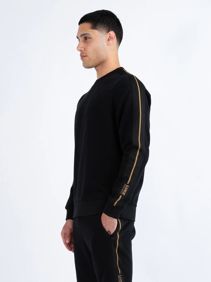 Luke MASSACHUSETTS TAPE DETAIL SWEATSHIRT - BLACK