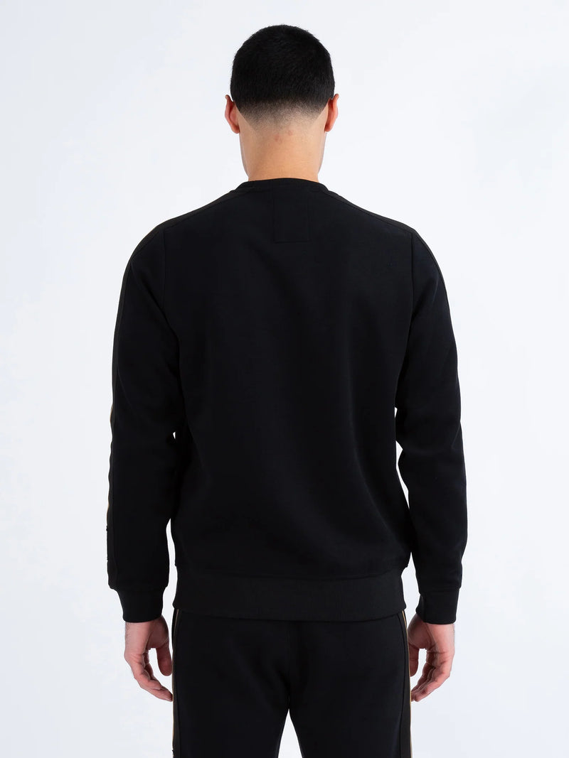 Luke MASSACHUSETTS TAPE DETAIL SWEATSHIRT - BLACK