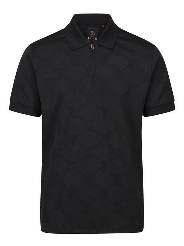 Luke Est 1977 BAUER 2 JACQUARD ZIP POLO - Black