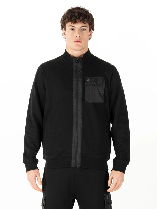 Luke Sutton Ontrast ZIP SWEATSHIRT - BLACK