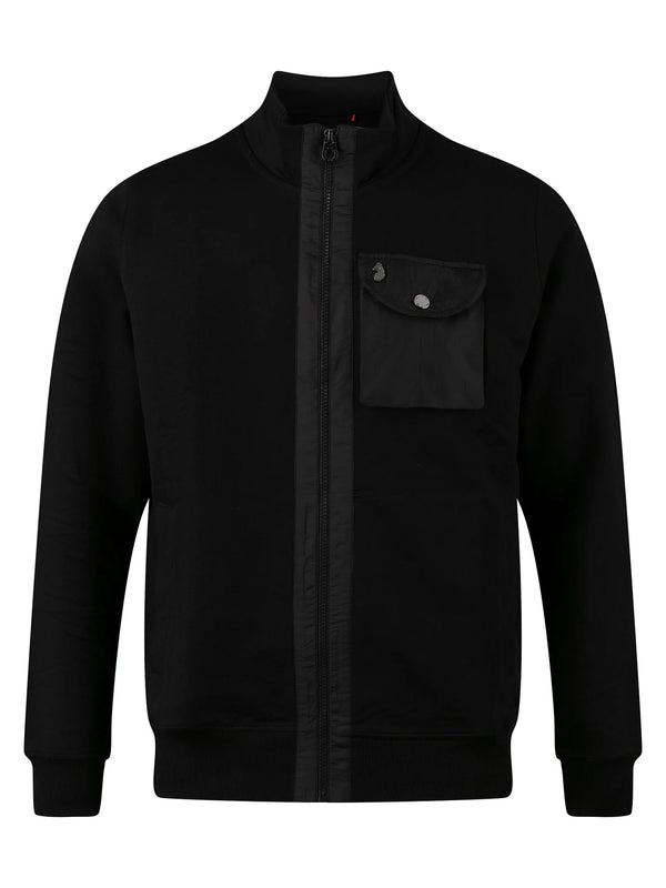 Luke Sutton Ontrast ZIP SWEATSHIRT - BLACK