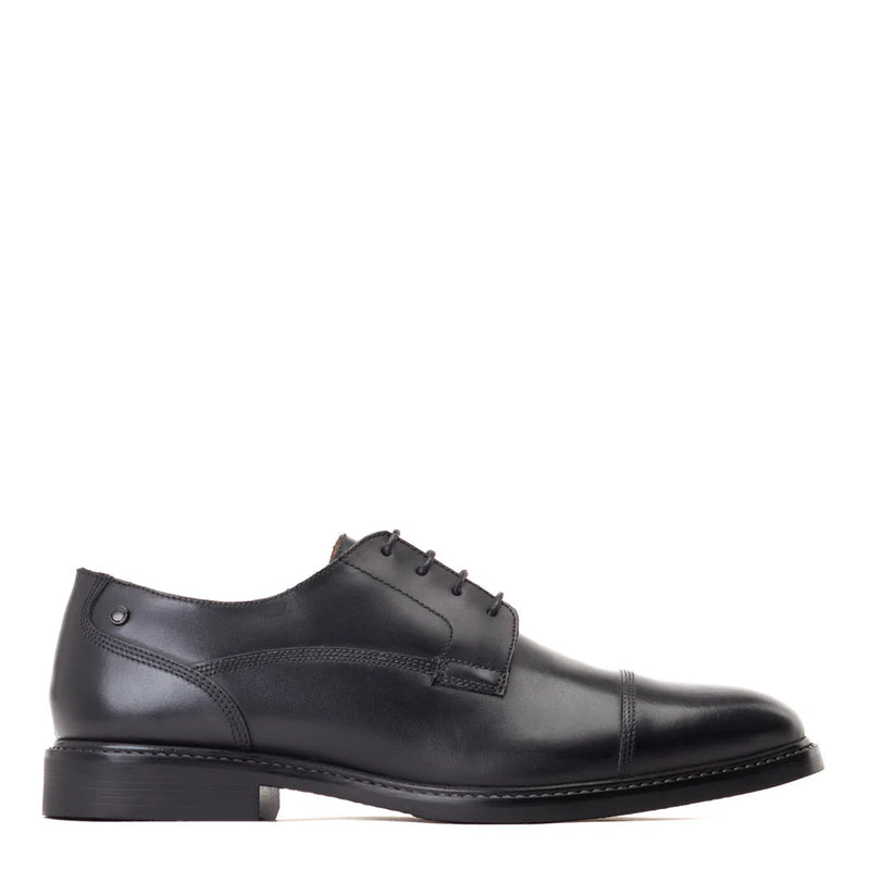 Base London Magnus Waxy Derby Shoes BLACK