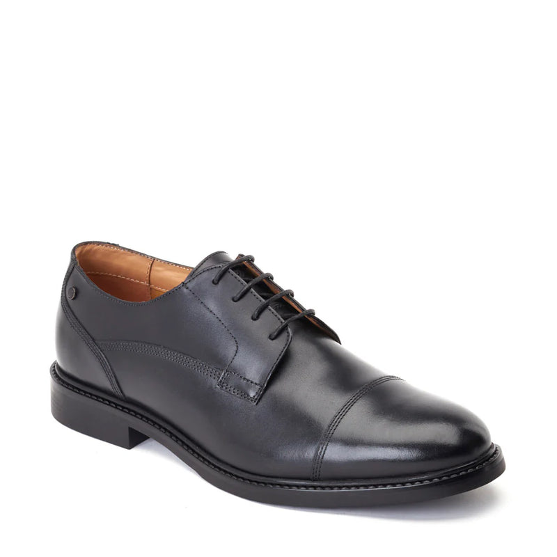 Base London Magnus Waxy Derby Shoes BLACK