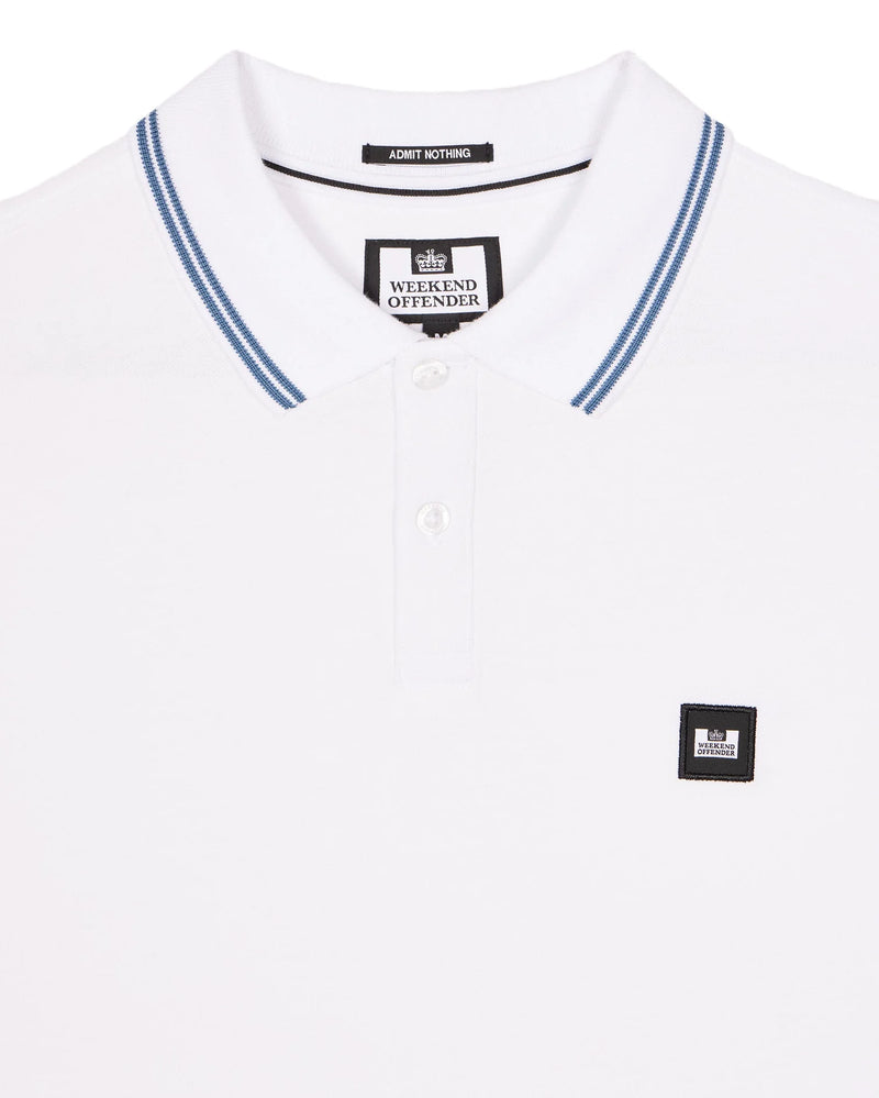 Weekend Offender Farina Polo Shirt White/Baltic Blue