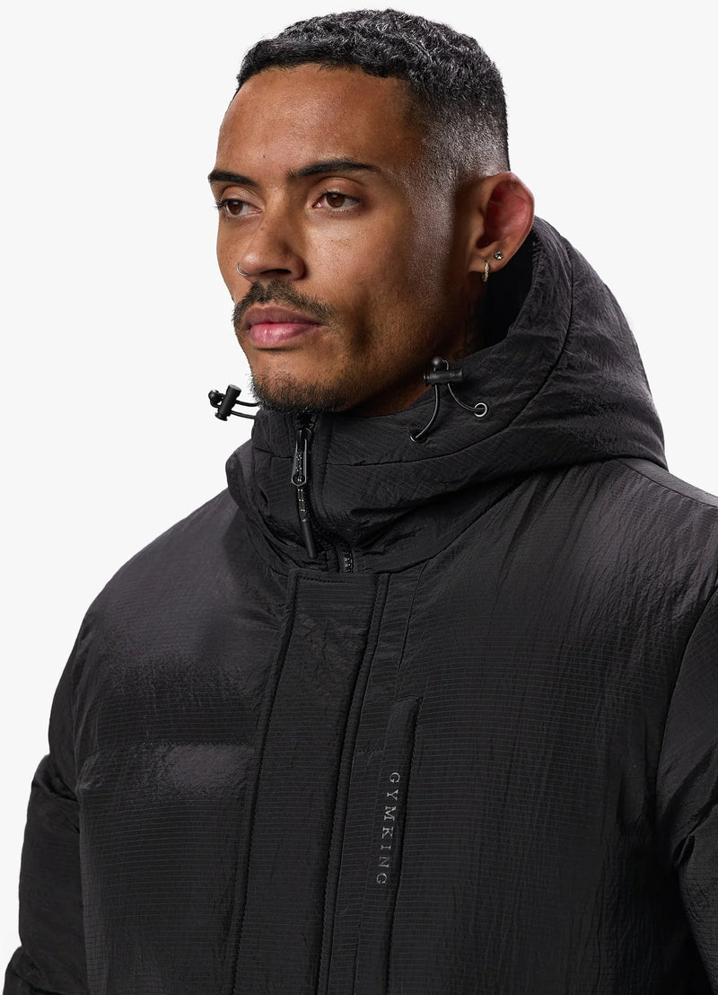 Gym King Elevate Padded Hooded Lightweight Parka Puffer Jacket BLACK