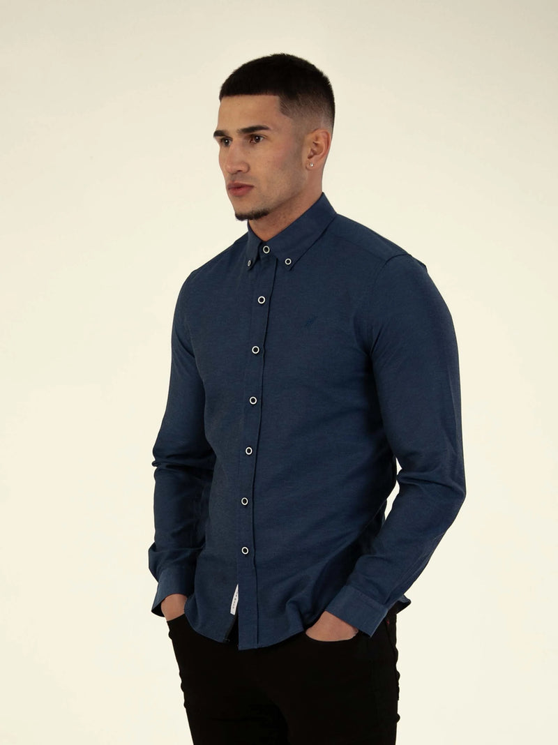 Mish Mash REGULAR FIT SUMMIT OXFORD LONG SLEEVE SHIRT - INDIGO