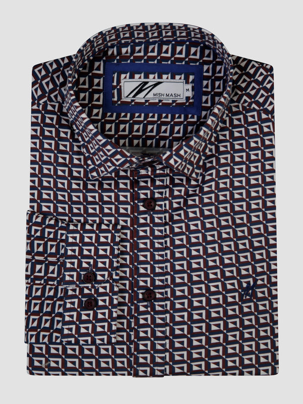 Mish Mash Tongass Navy Long Sleeve Shirt - Wine