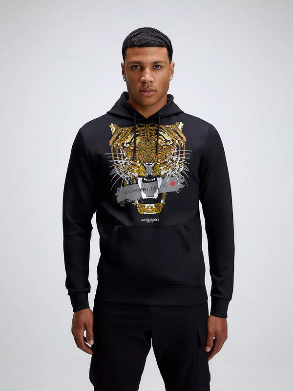 Alessandro Zavetti Golden Savage Overhead Poly Hoodie - Black