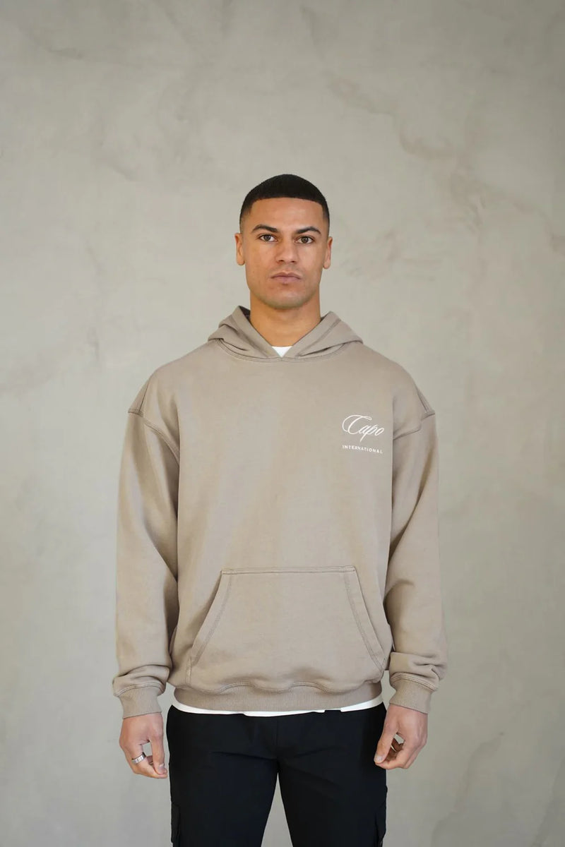 Capo International relaxed fit hoodie with dropped shoulder - BEIGE