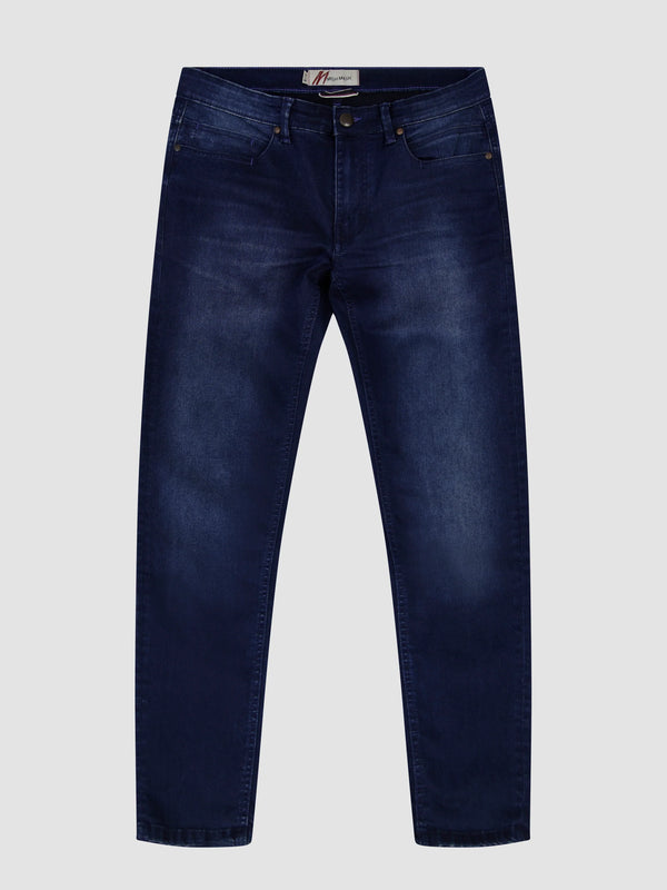 Mish Mash 1984 Tapered Fit Mid Stretch Bradley Blue Black Denim Jeans