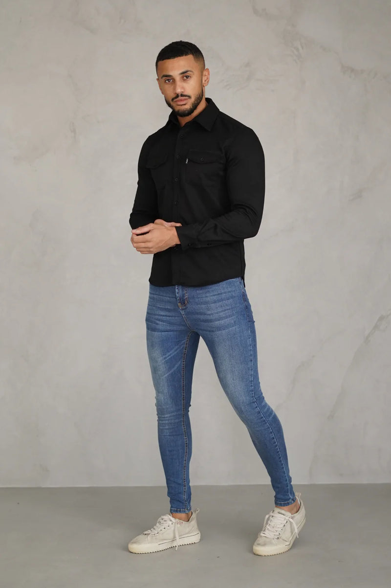 Capo Long sleeve Tailored fit Overshirt - BLACK