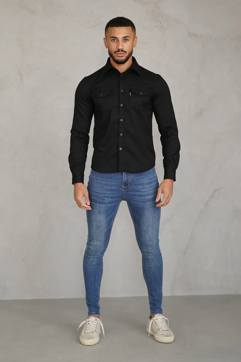 Capo Long sleeve Tailored fit Overshirt - BLACK