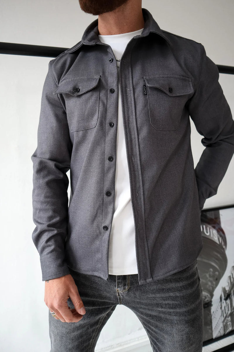 Capo Long sleeve Tailored fit Overshirt - CHARCOAL