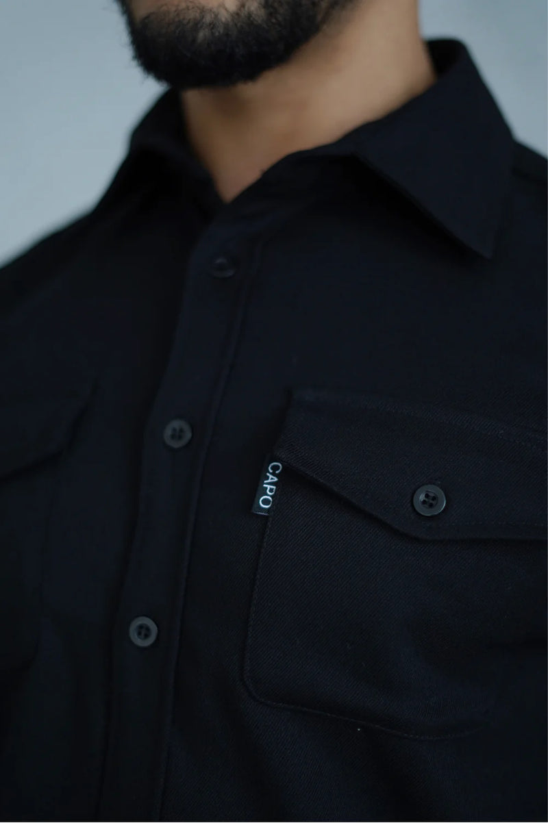 Capo Long sleeve Tailored fit Overshirt - BLACK