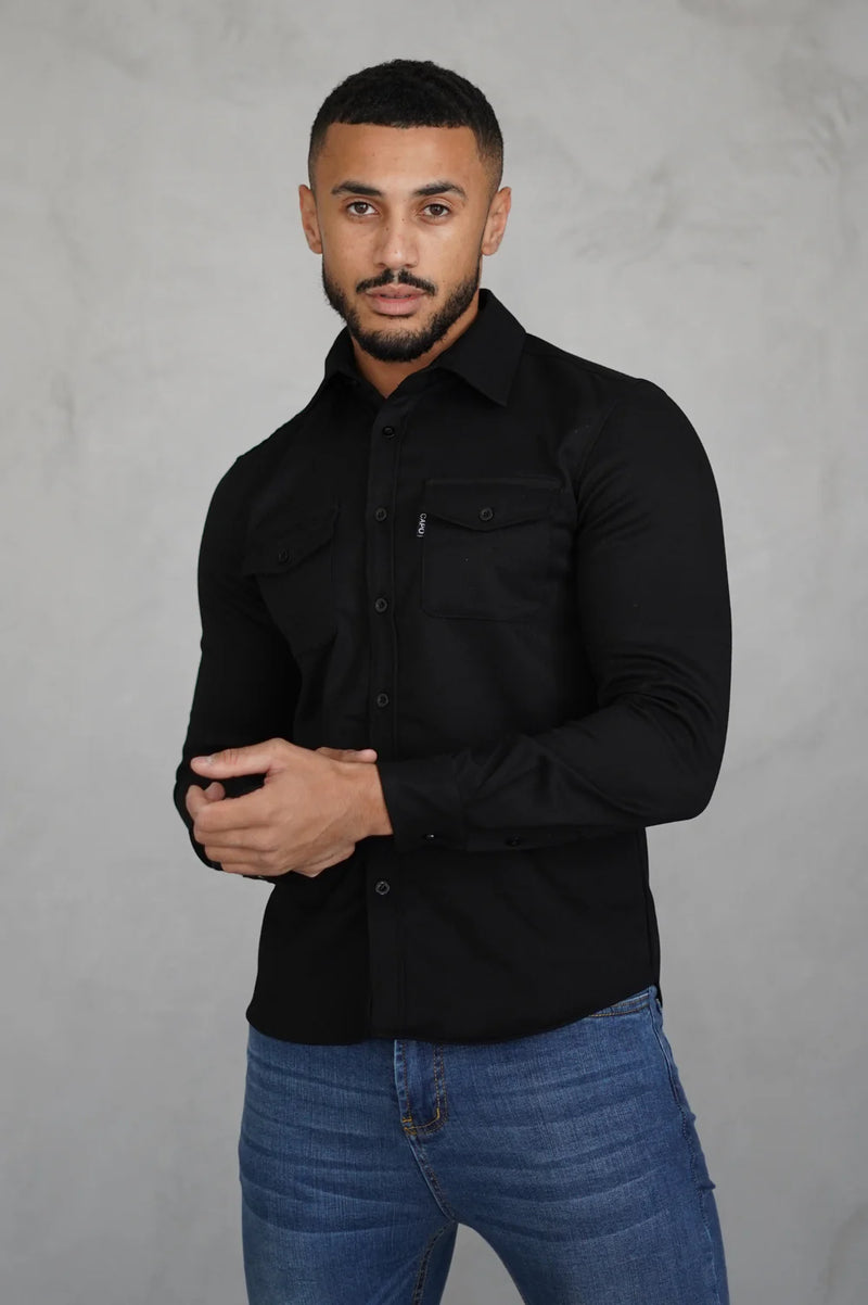 Capo Long sleeve Tailored fit Overshirt - BLACK