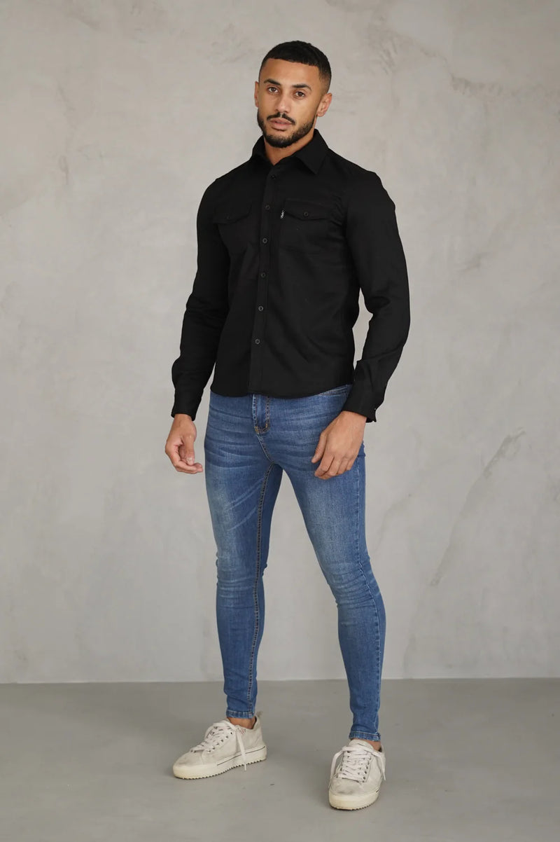 Capo Long sleeve Tailored fit Overshirt - BLACK