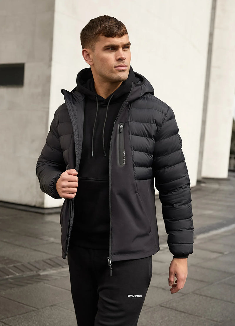 Gym King Summit Hybrird Hooded Jacket - BLACK