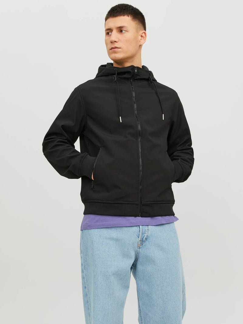 Jack & Jones Basic Softshell Hooded Jacket - BLACK