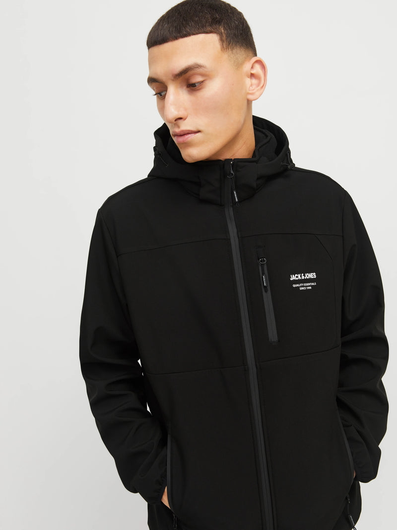 Jack & Jones Theo Softshell Hooded Jacket - BLACK