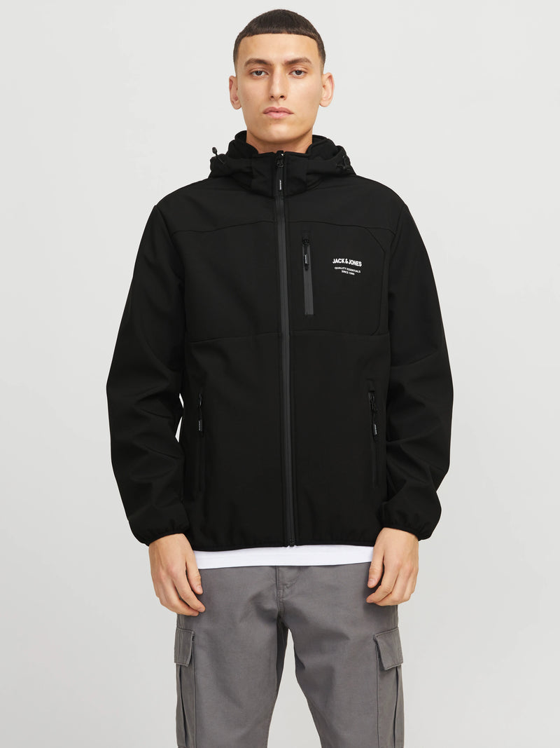 Jack & Jones Theo Softshell Hooded Jacket - BLACK