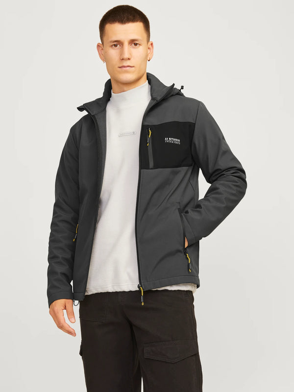 Jack & Jones water-resistant Softshell Hooded Jacket Taylor - ASPHALT