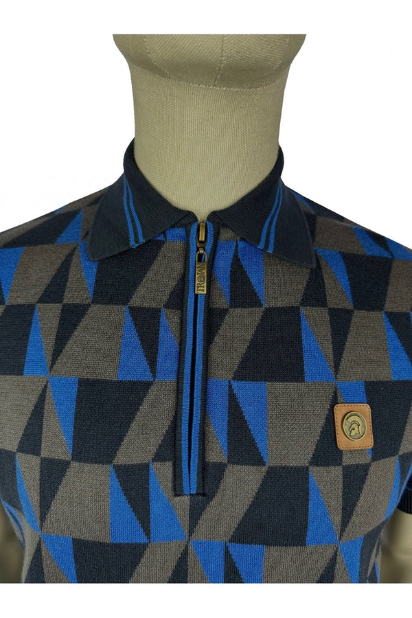 Trojan Geometric panel zip polo TR/8908