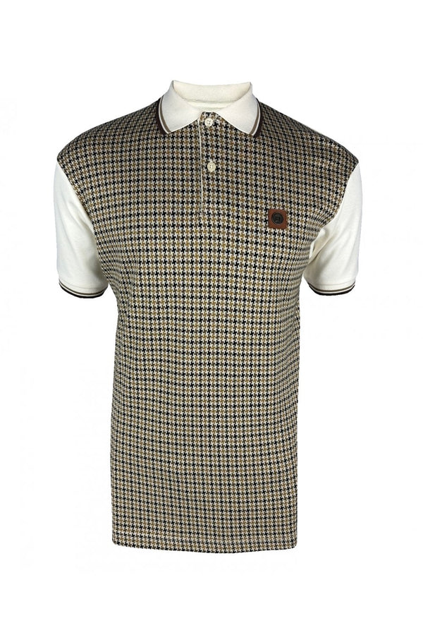 Trojan Houndstooth panel polo TR/8934 - ECRU